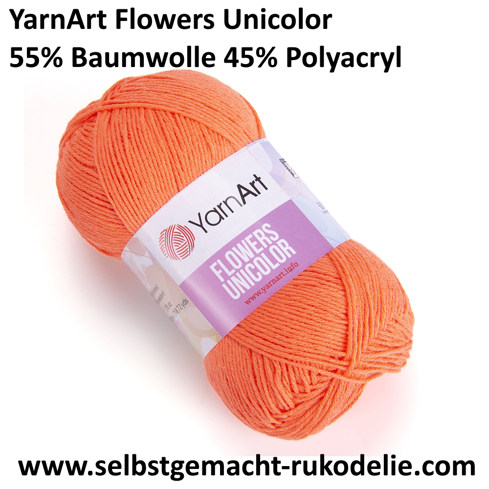 YarnArt Flowers Unicolor, 55% Baumwolle 45% Poly-Acryl, 50g - 200m 